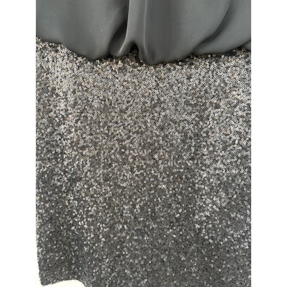 MM Couture Black Sequin Cocktail Dress Size S Sleeveless Chiffon Blouson Party D - Picture 6 of 7